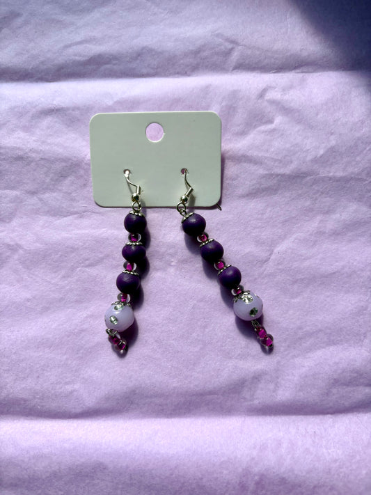 Sterling silver beaded earrings | Purple