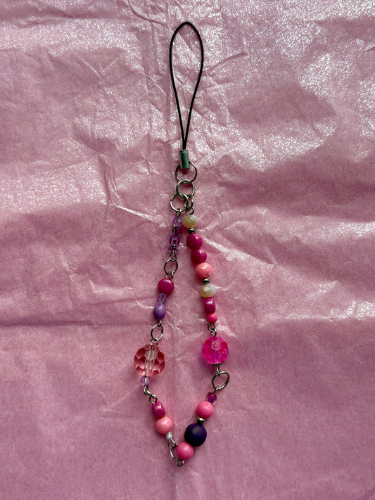 Beaded phone charm | Pink