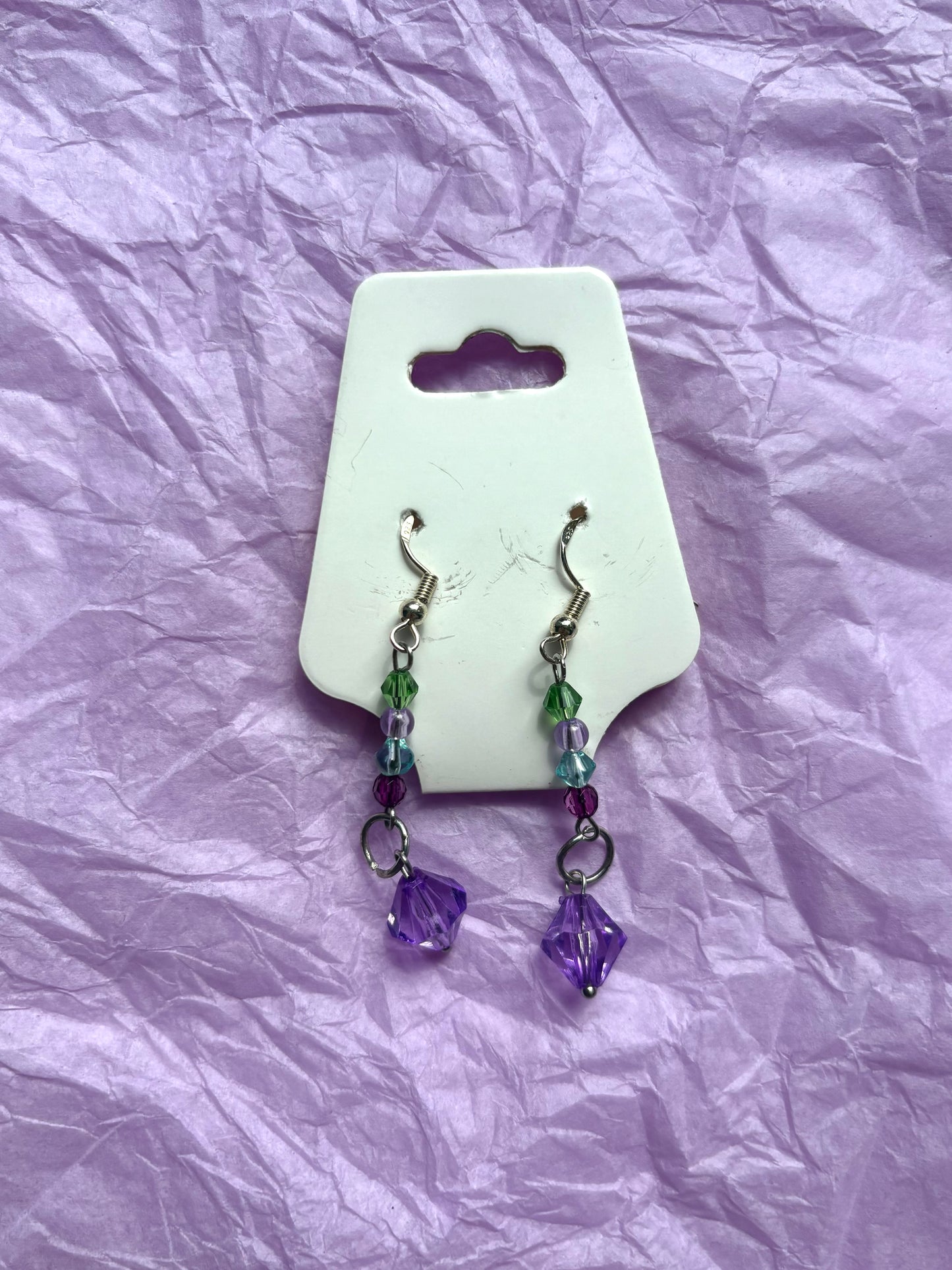 Upcycled Beaded Earrings | Purple