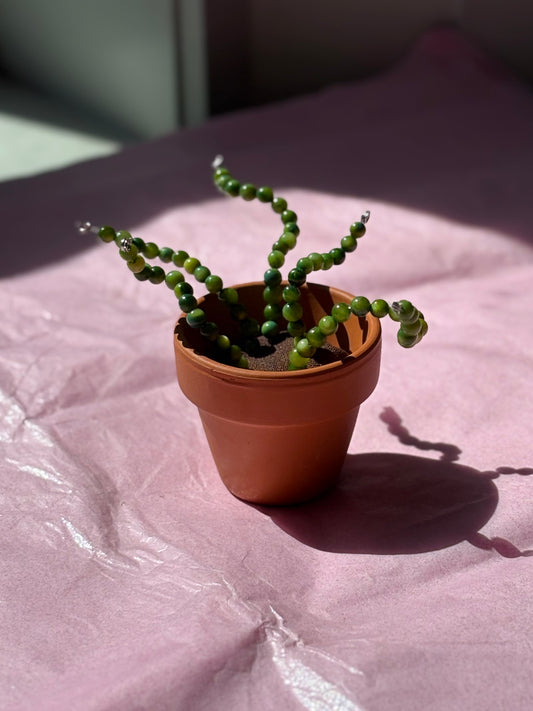 Upcycled Beaded Pot Plant