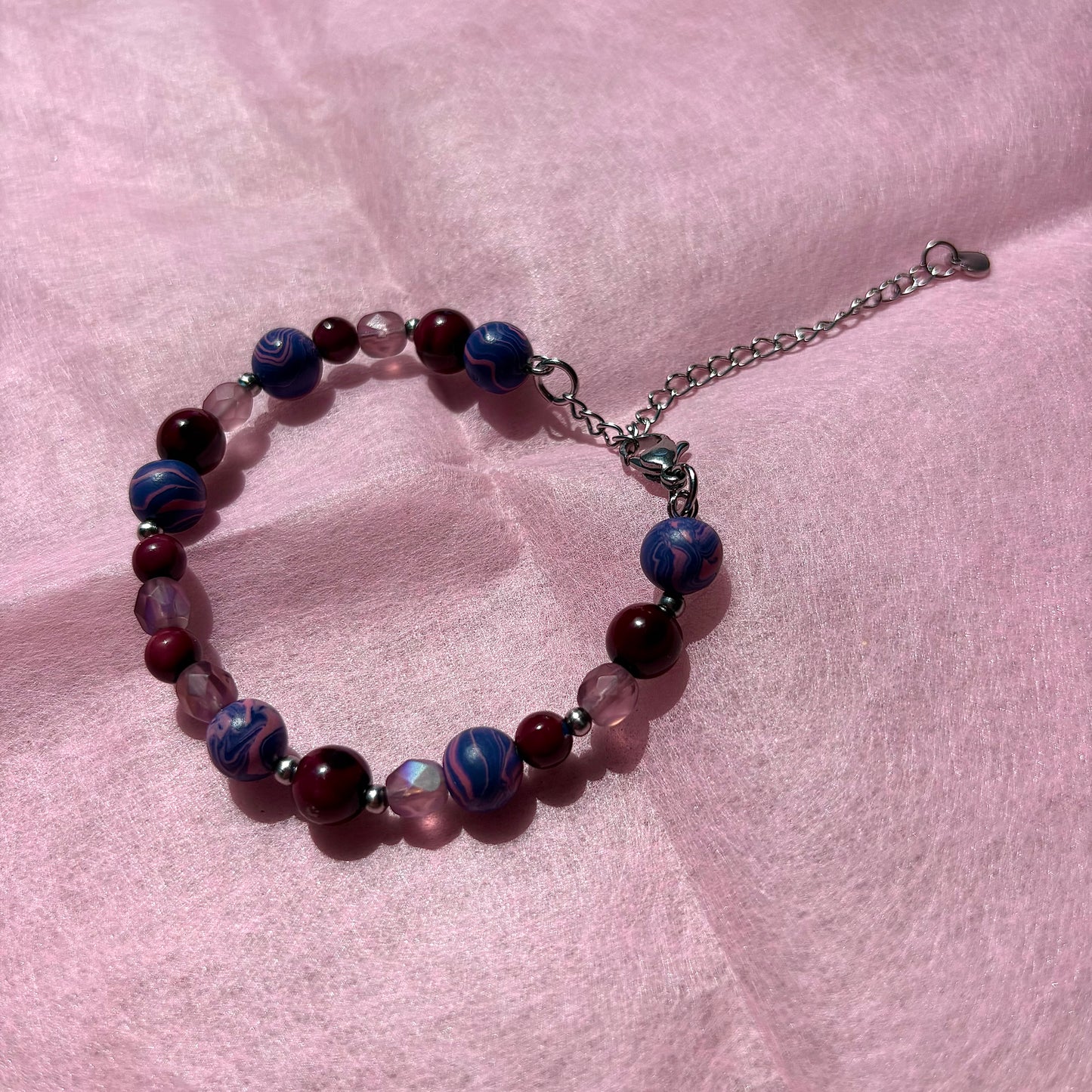 Purple Upcycled Beaded Bracelet