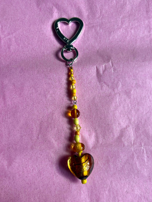 Heart-shaped beaded keychain | Yellow