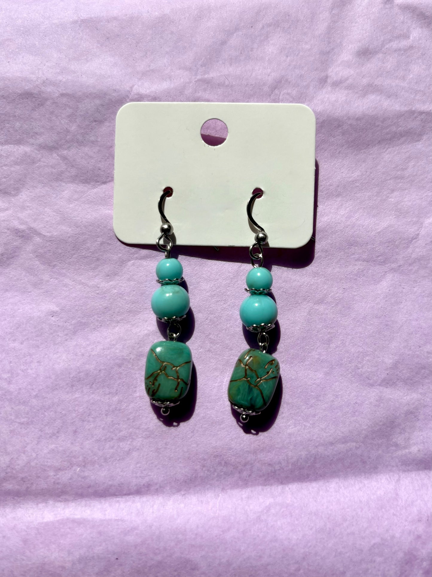 Sterling silver beaded earrings | Green