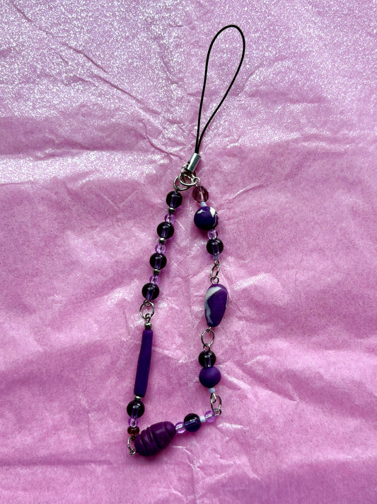 Beaded Phone Charm | Purple