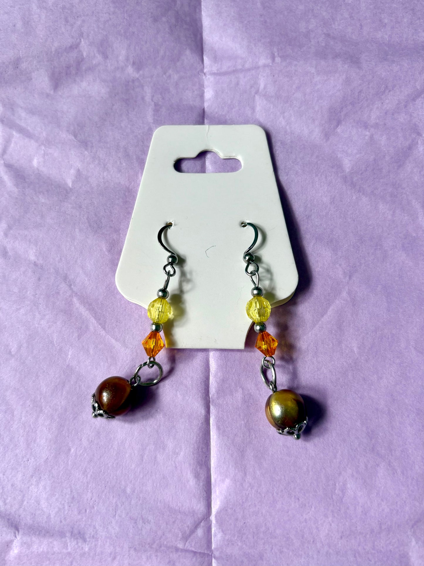 Sterling silver beaded earrings | Yellow