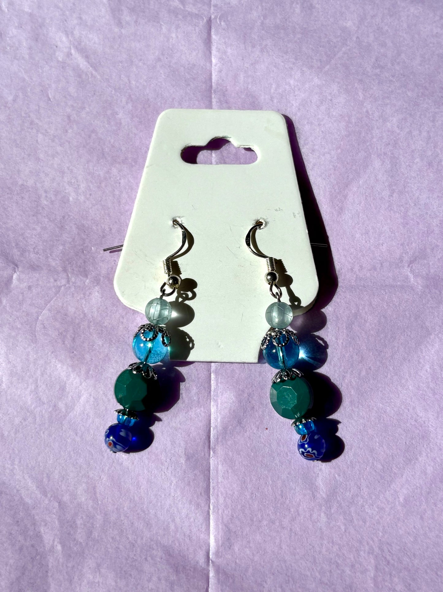 Sterling silver beaded earrings | Blue