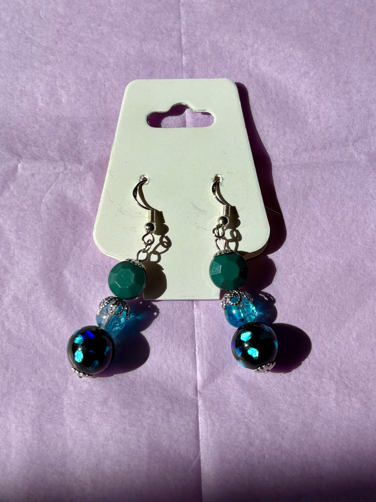 Sterling silver beaded earrings | Blue