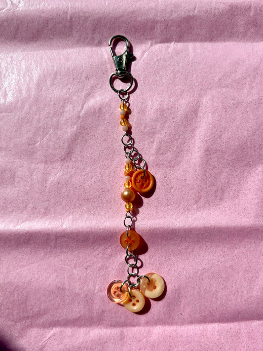 Orange Upcycled Button Keychain