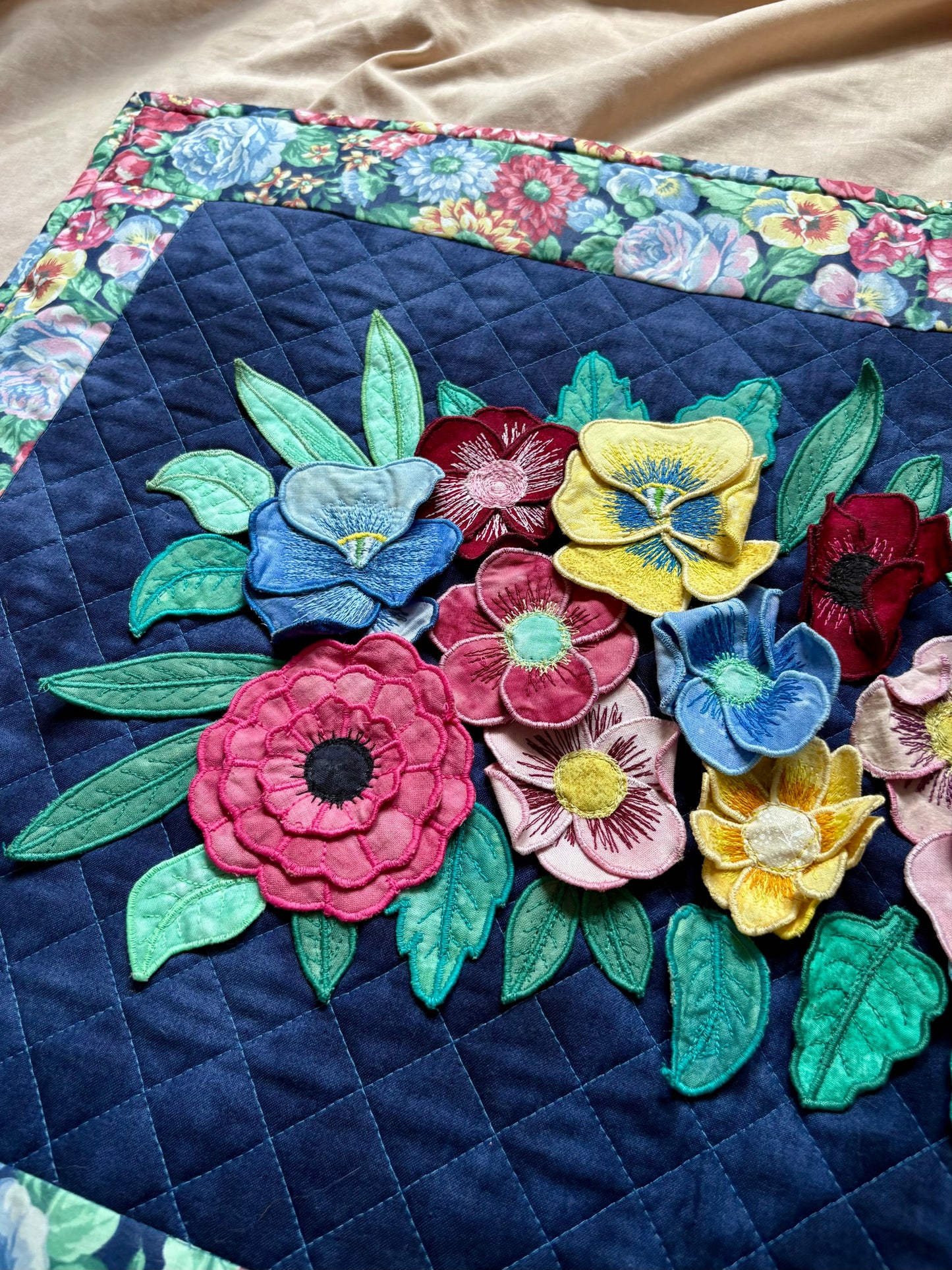 “3D Flower Bouquet” Handmade Quilt Wall Hanging
