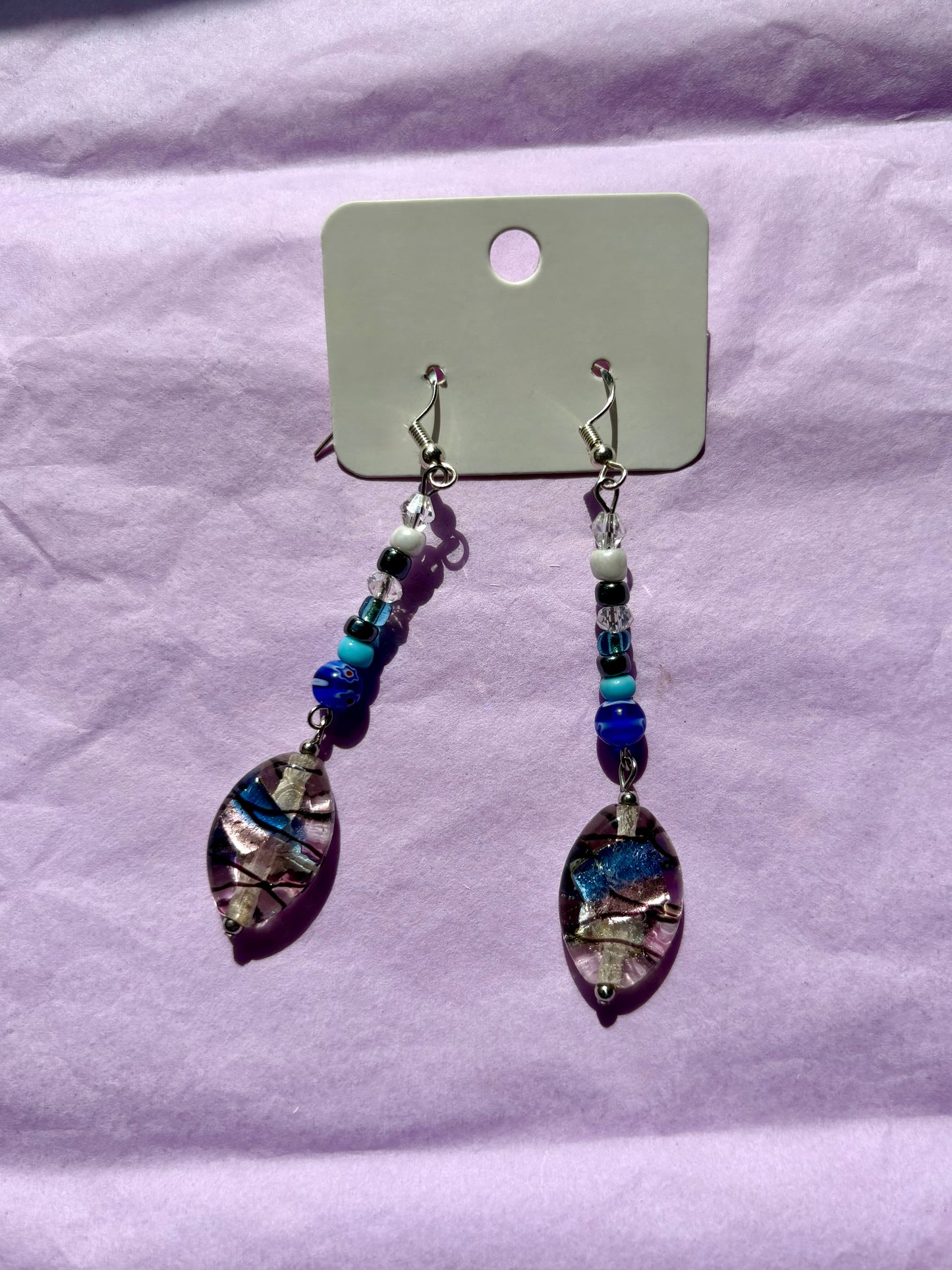 Sterling silver beaded earrings | Blue