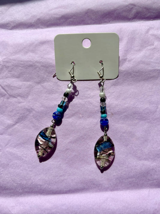 Sterling silver beaded earrings | Blue