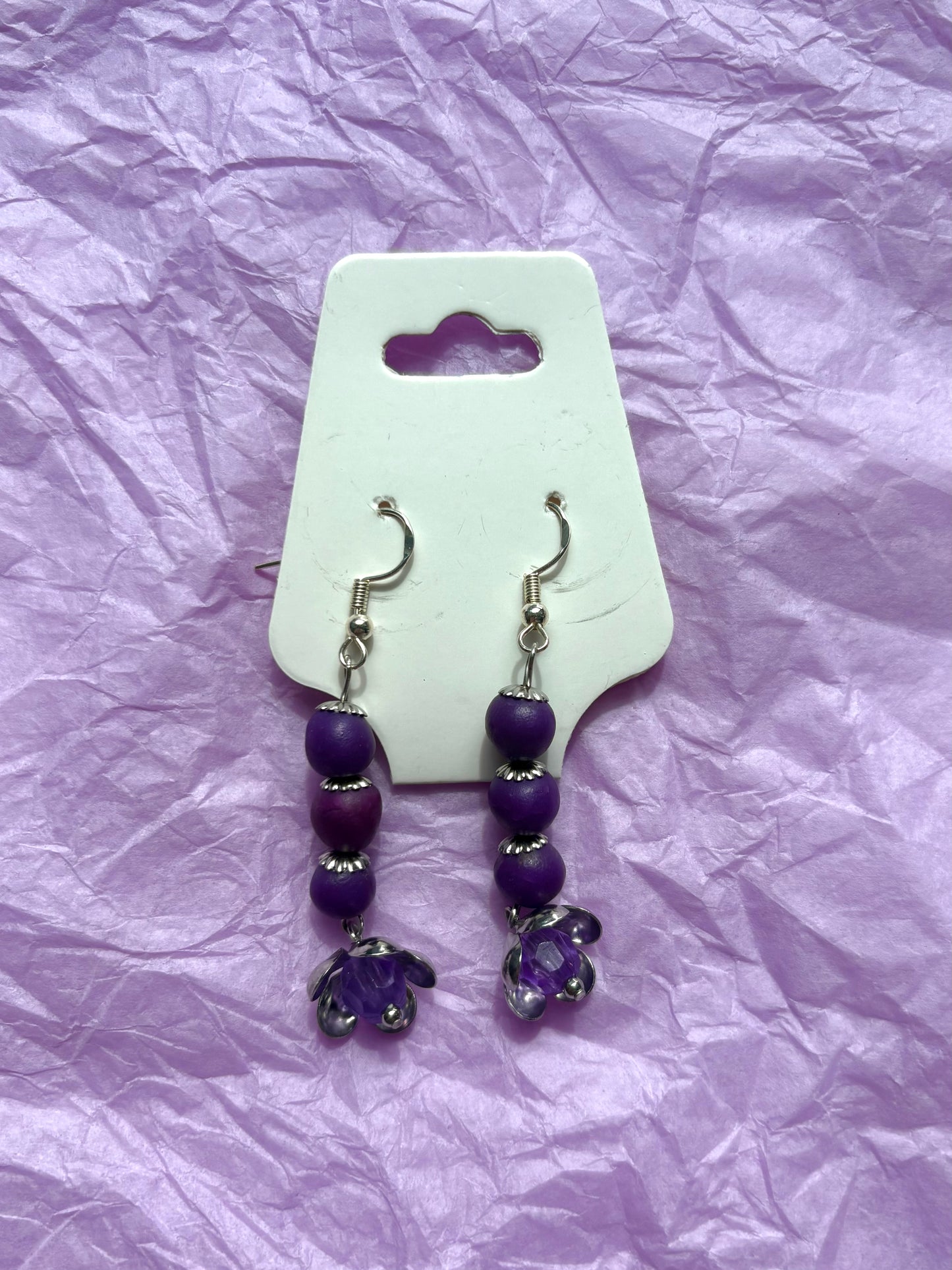 Upcycled Beaded Earrings | Purple