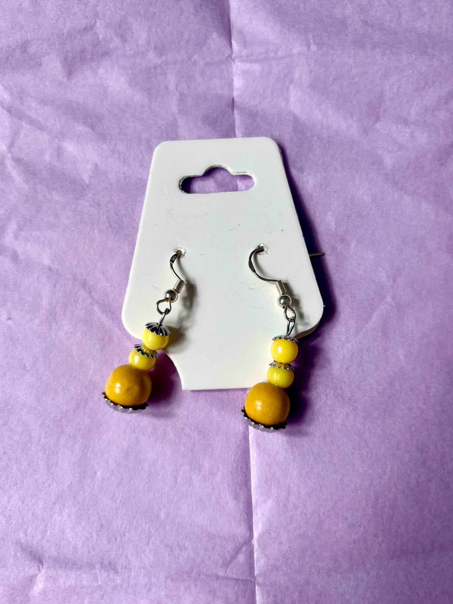 Sterling silver beaded earrings | Yellow