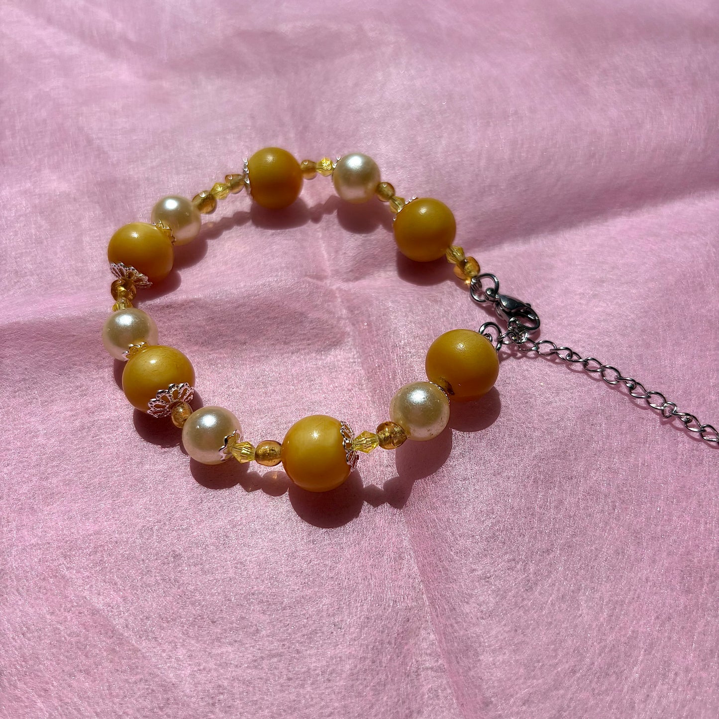 Yellow Upcycled Beaded Bracelet