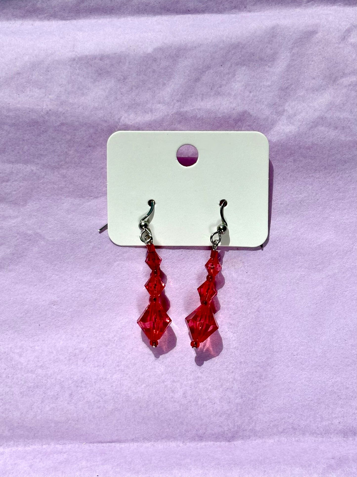 Sterling silver beaded earrings | Red
