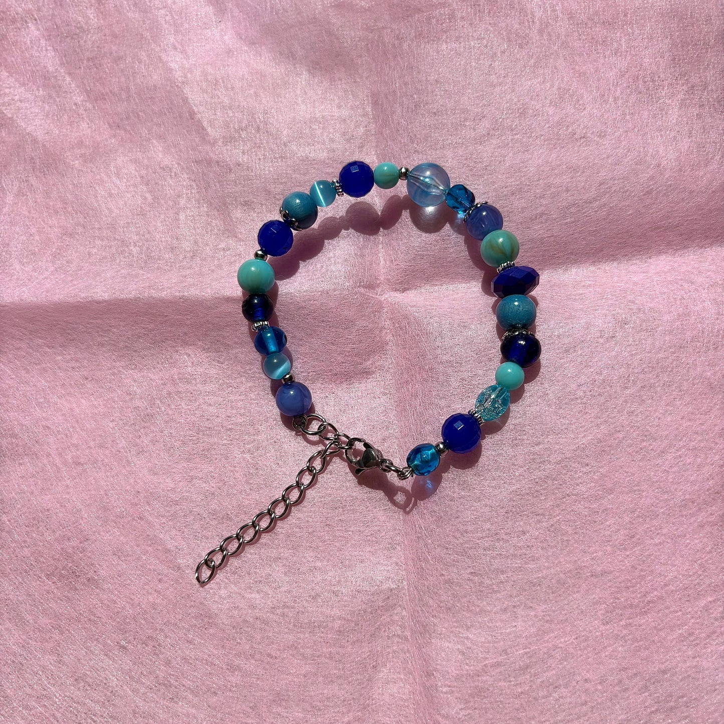 Blue Upcycled Beaded Bracelet