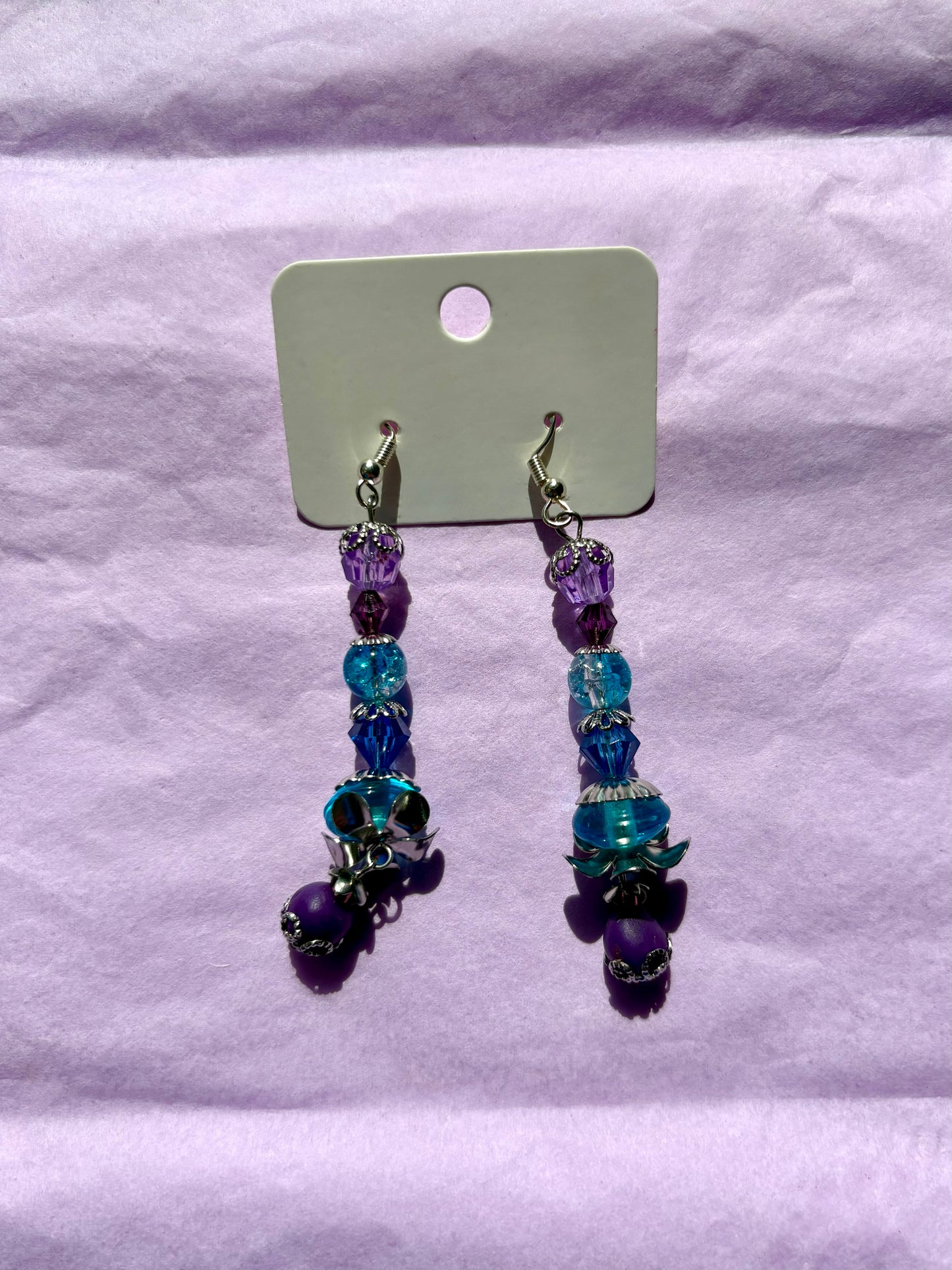 Sterling silver beaded earrings | Blue