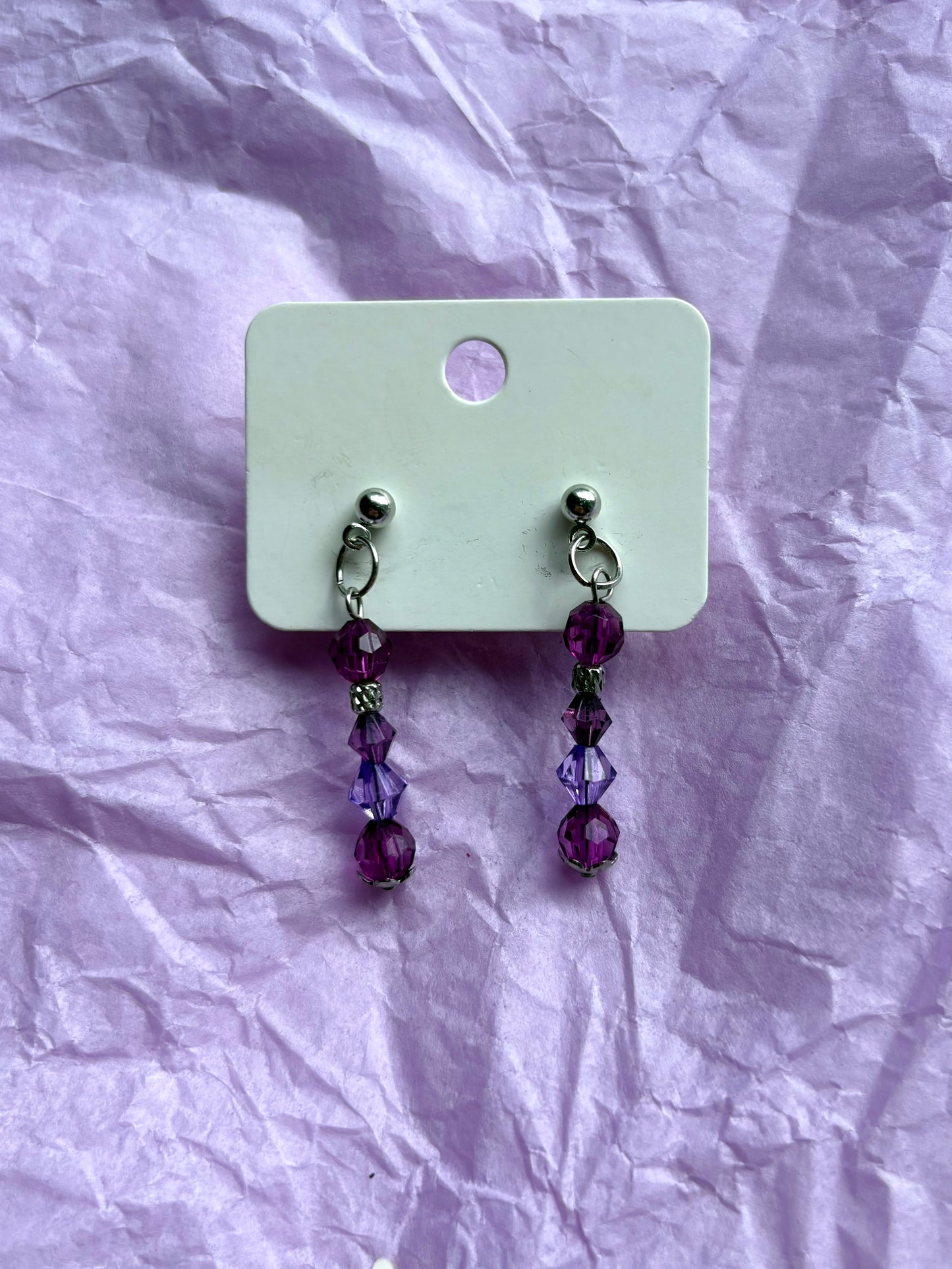 Beaded stud earrings | Purple