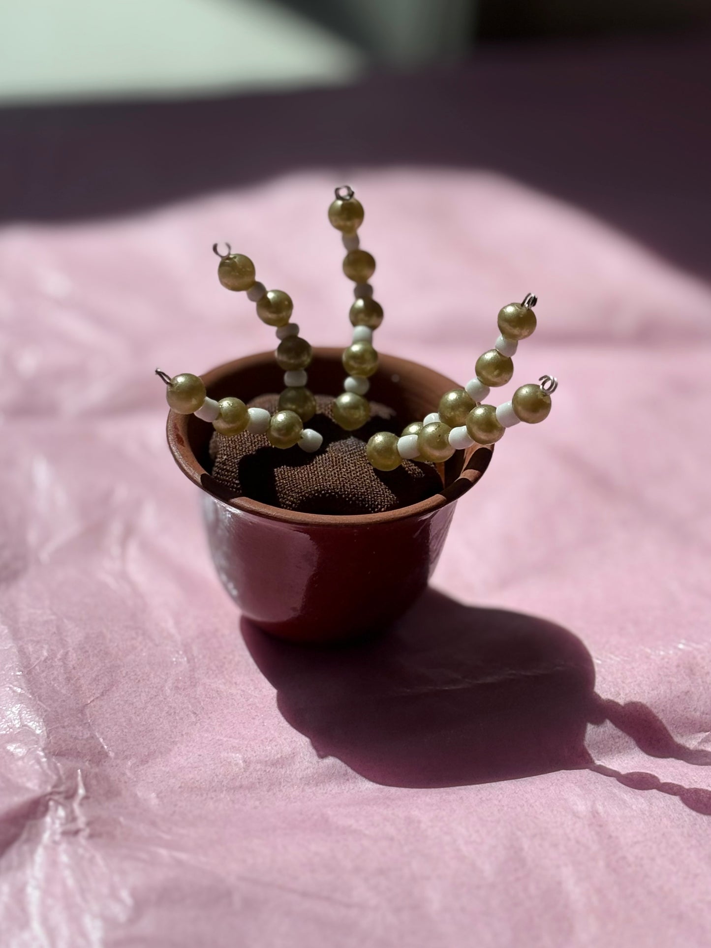 Upcycled Beaded Pot Plant