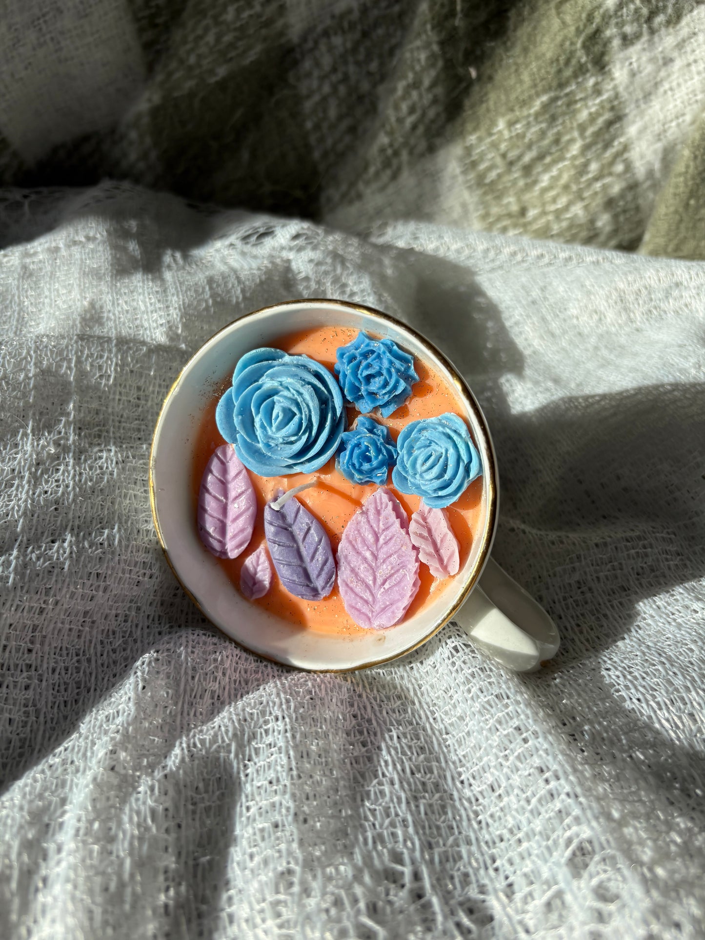 Upcycled teacup candle