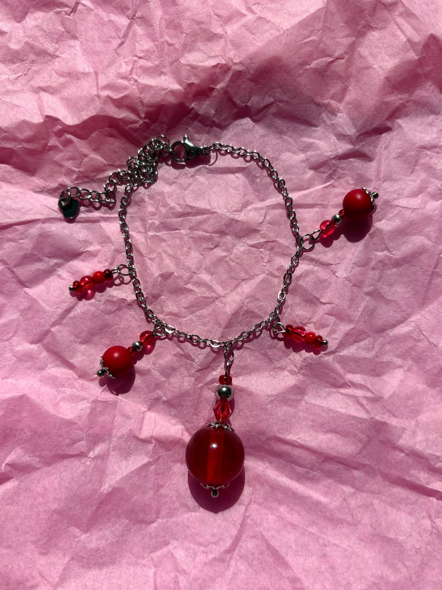 Red Rose Upcycled Charm Bracelet