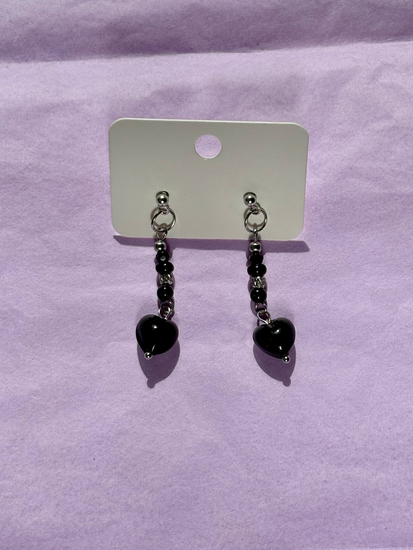 Beaded stud earrings | Black