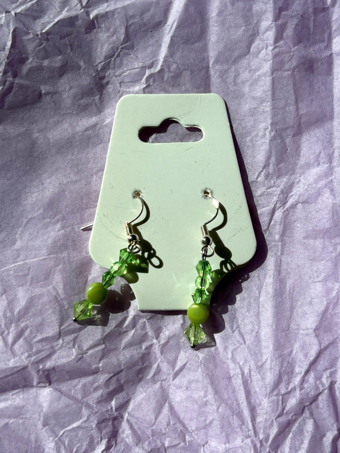 Sterling silver beaded earrings | Green