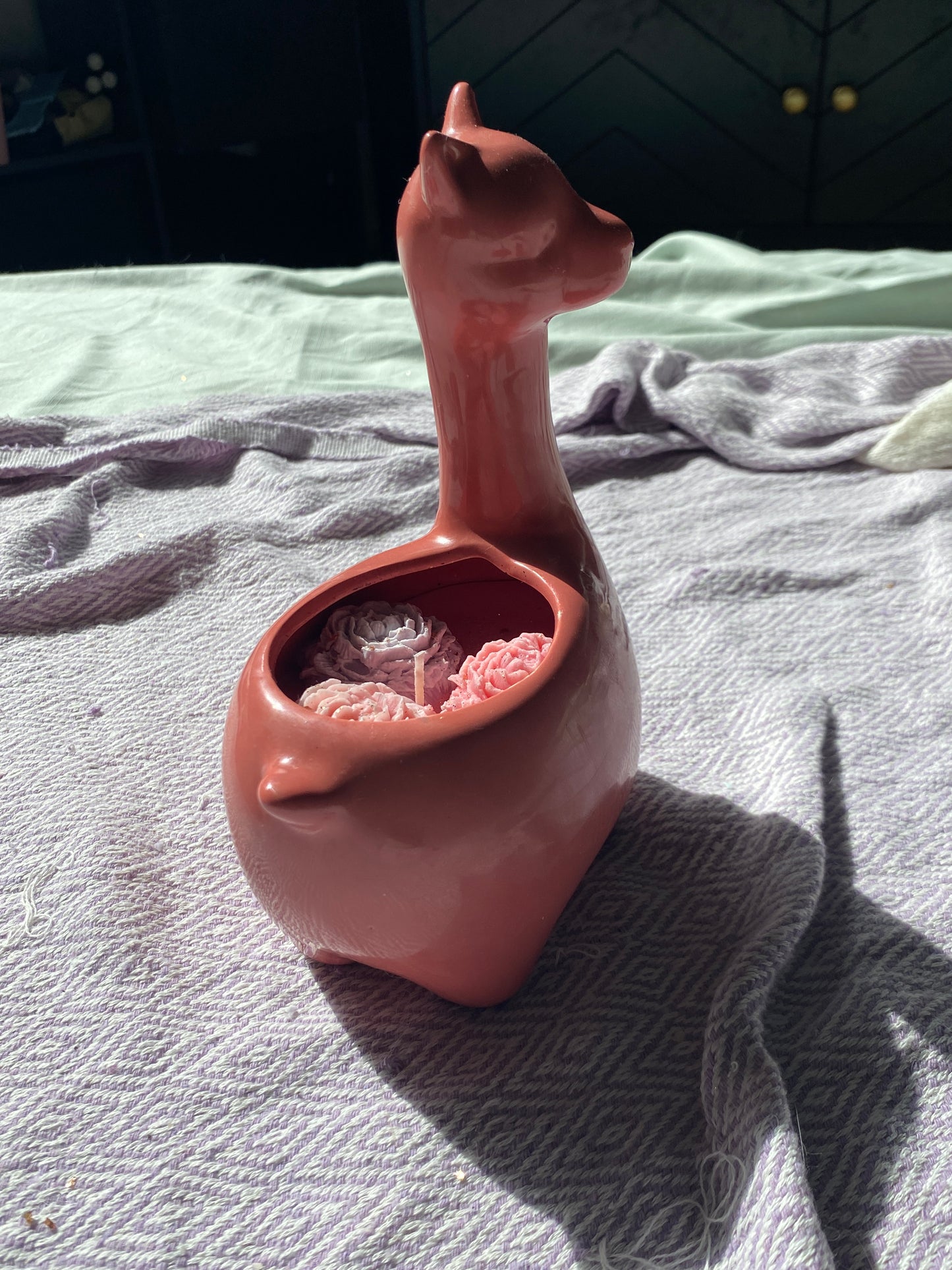 Ceramic llama candle