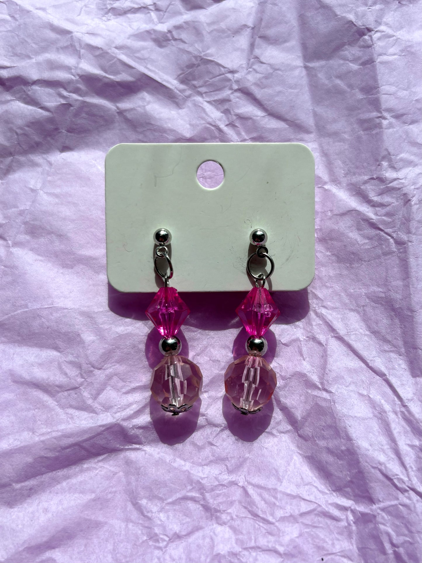 Beaded stud earrings | Pink