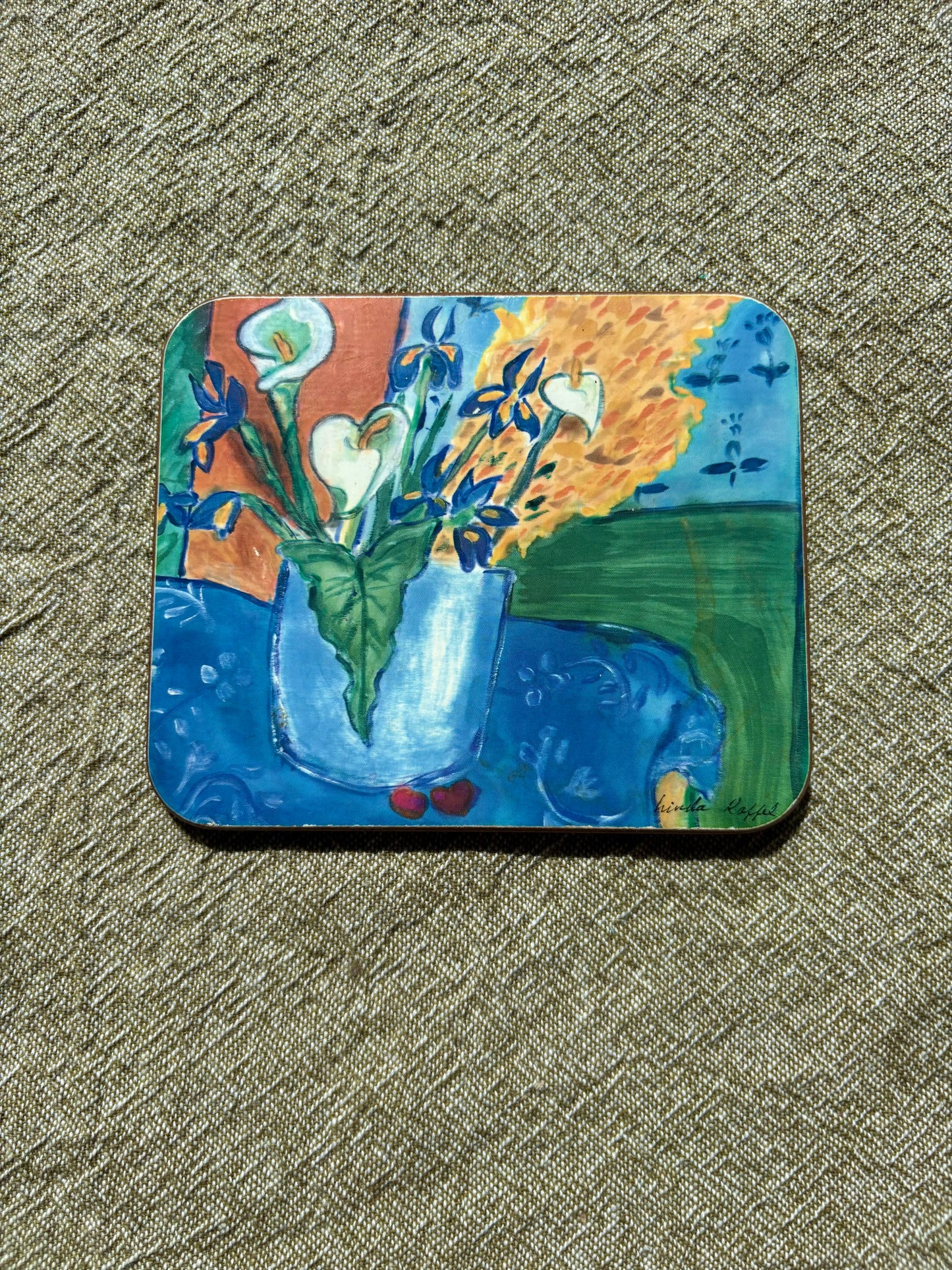 Cork Painting Upcycled Fridge Magnet
