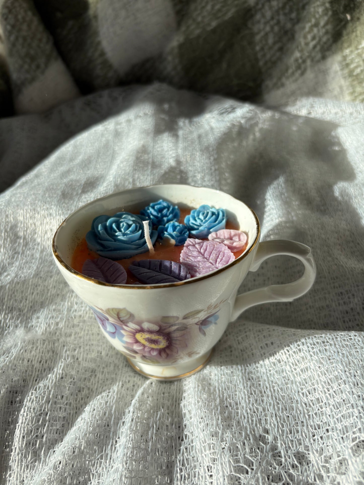 Upcycled teacup candle
