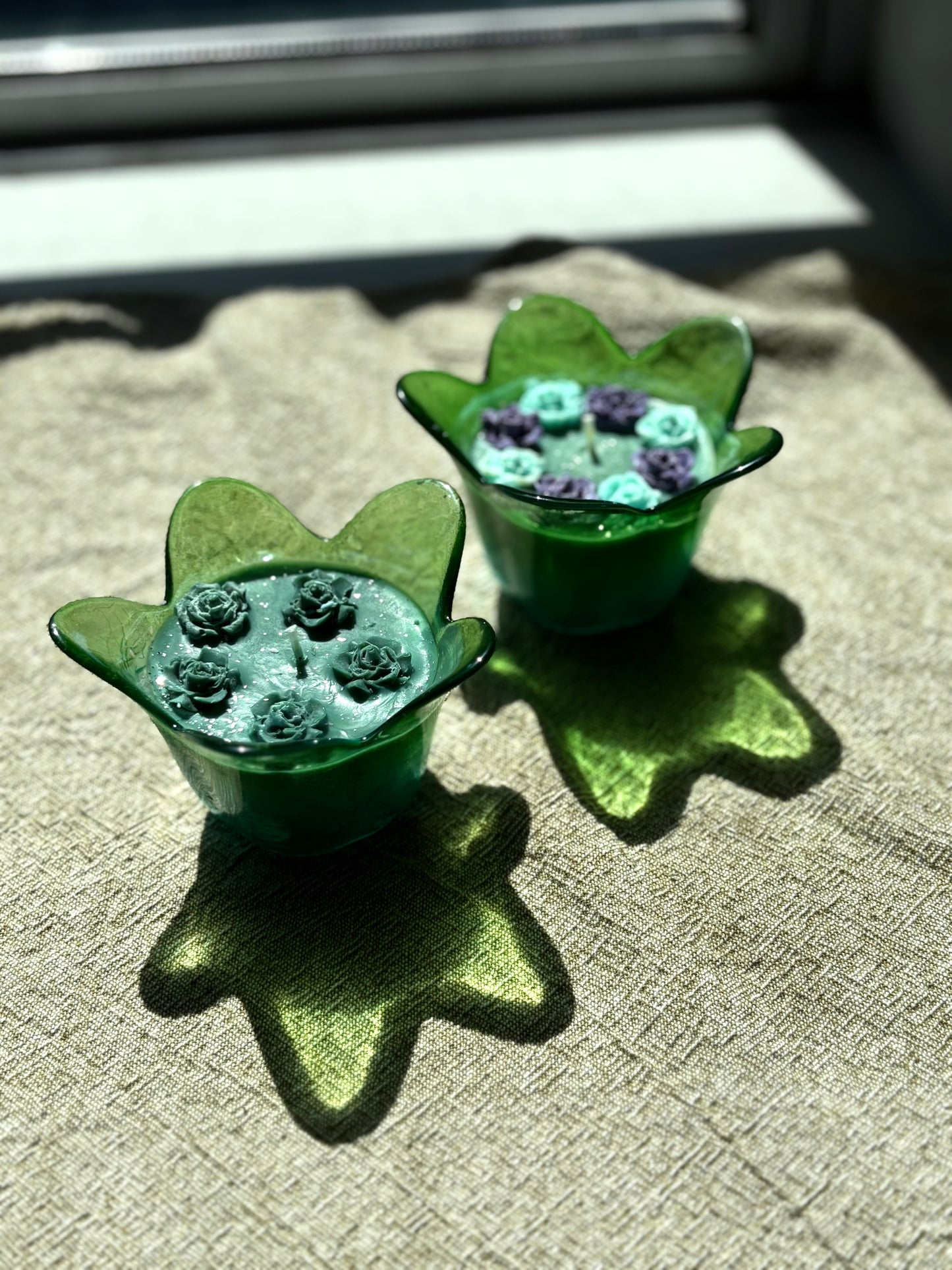 Upcycled Scented Candle | Glass Christmas Flower