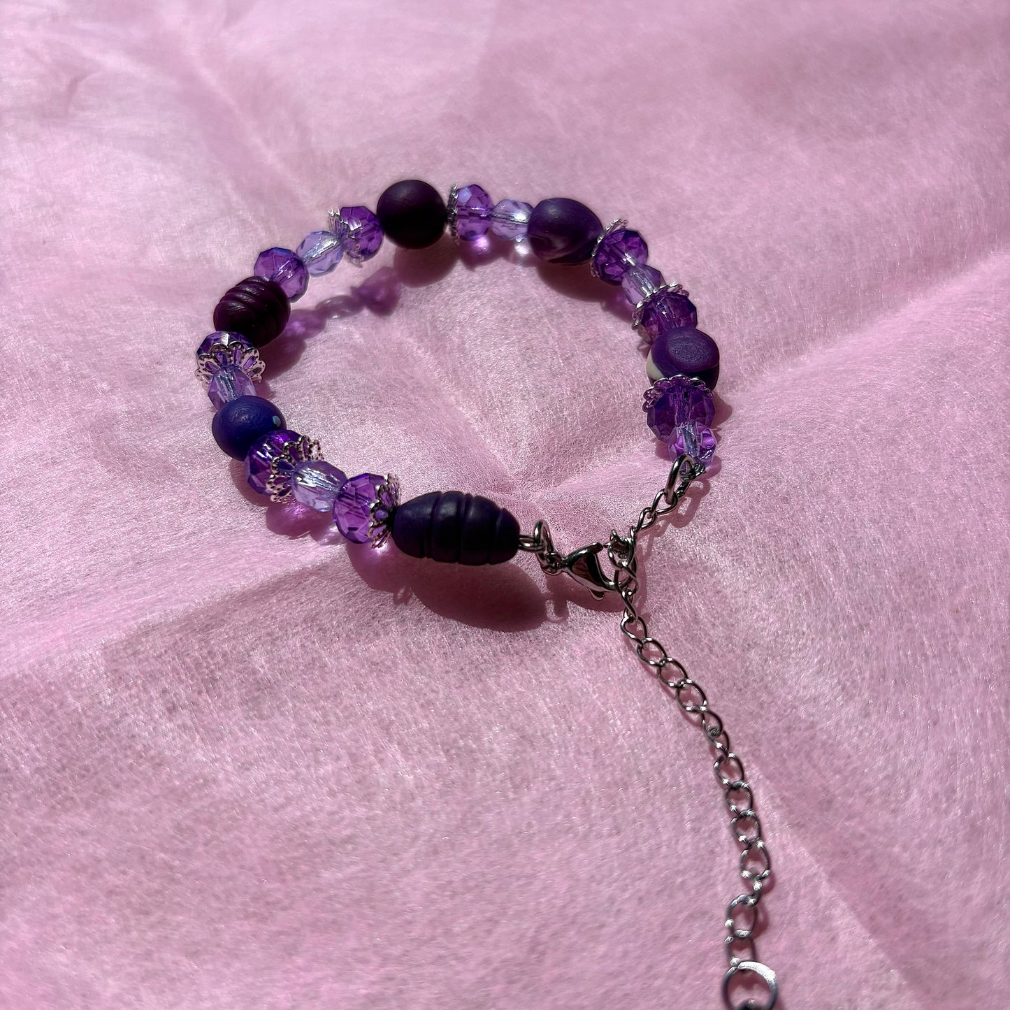 Purple Upcycled Beaded Bracelet