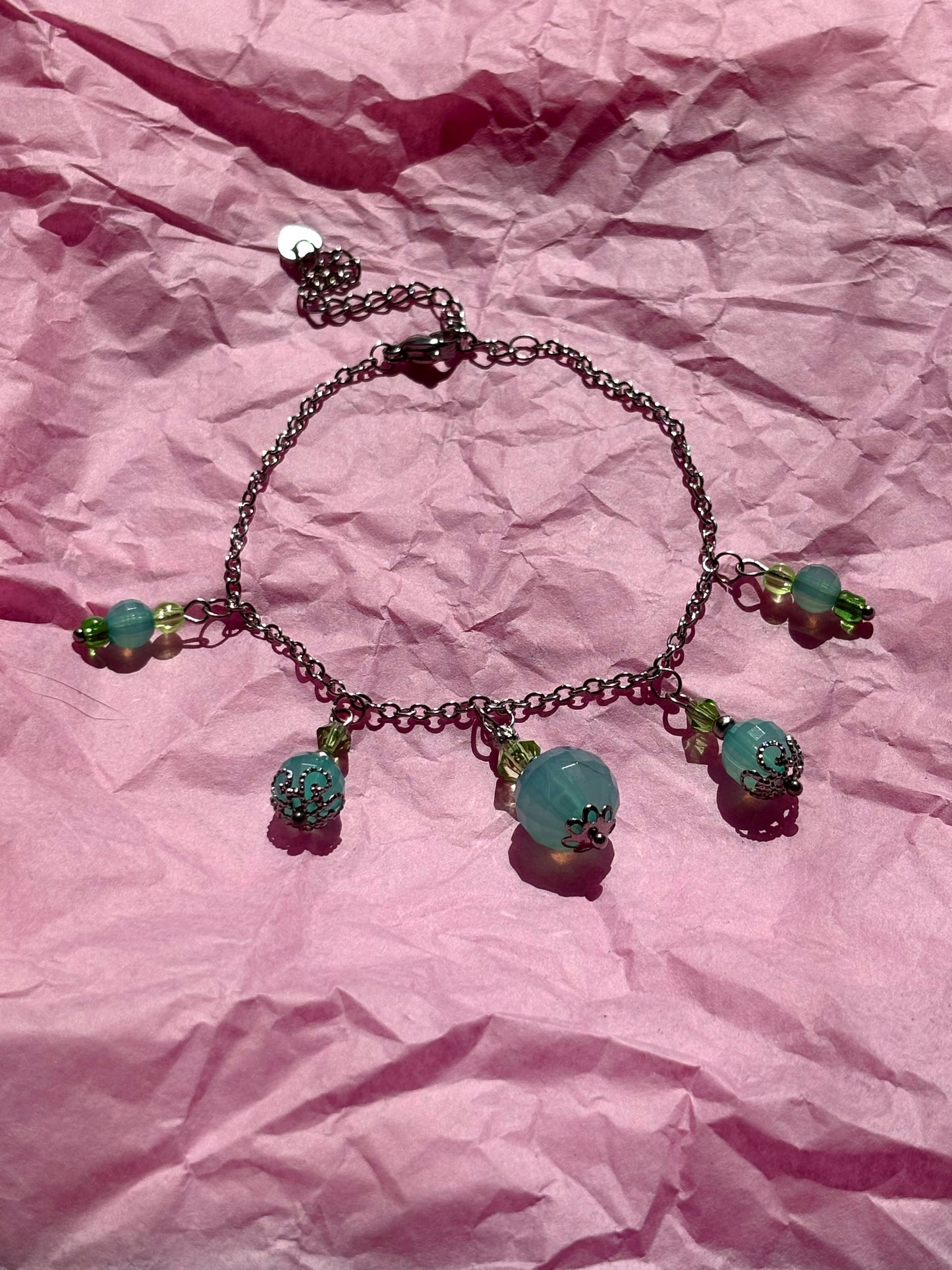 Turquoise Brunnera Upcycled Charm Bracelet