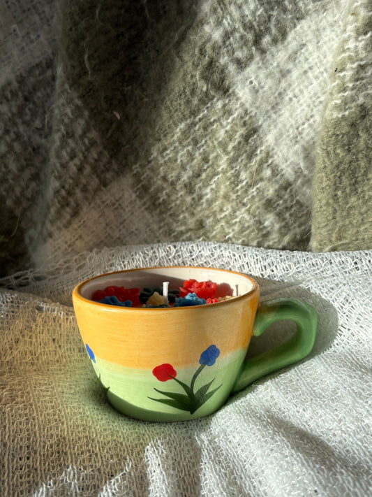 Upcycled teacup candle