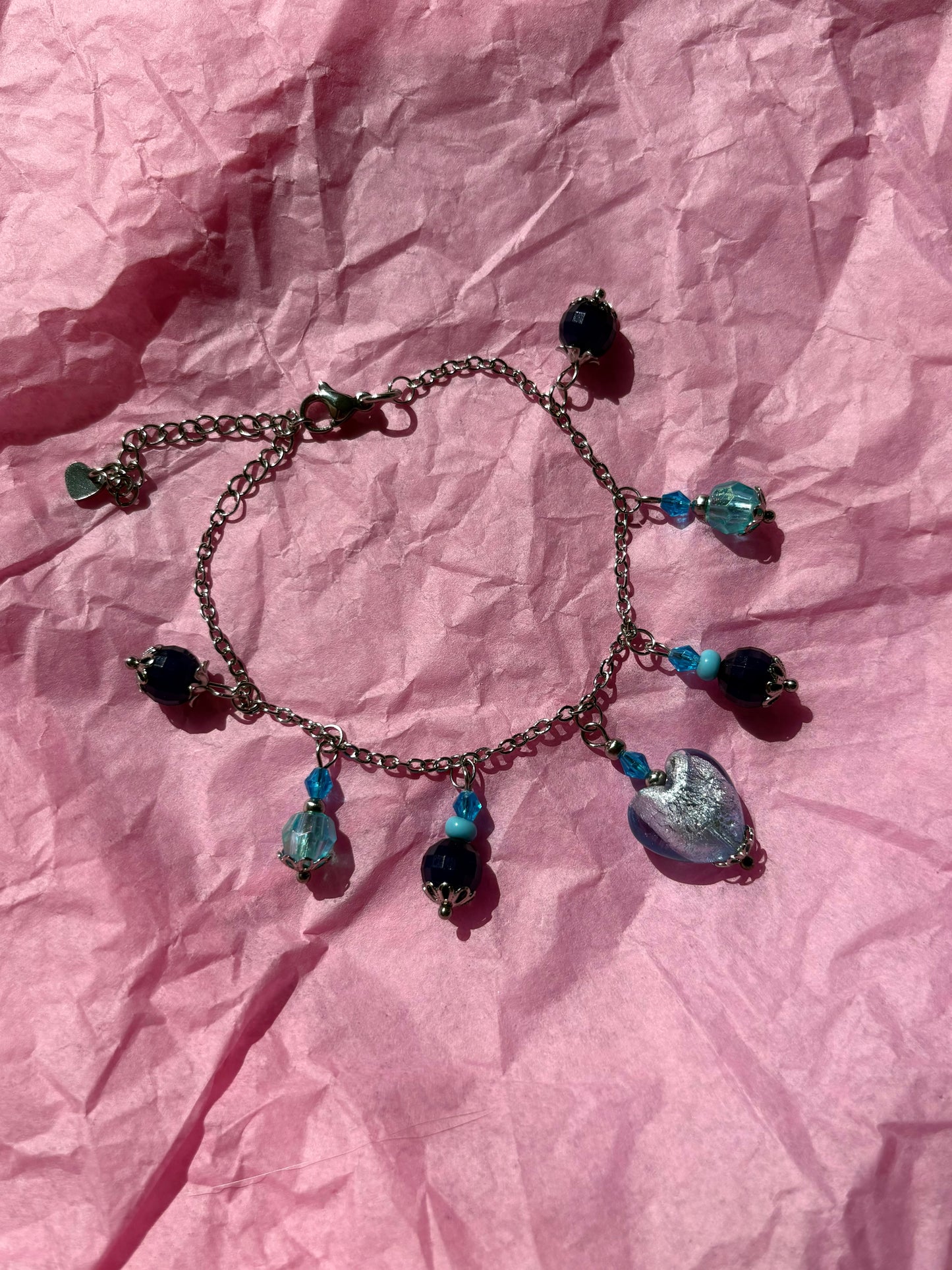 Blue Periwinkle Upcycled Charm Bracelet