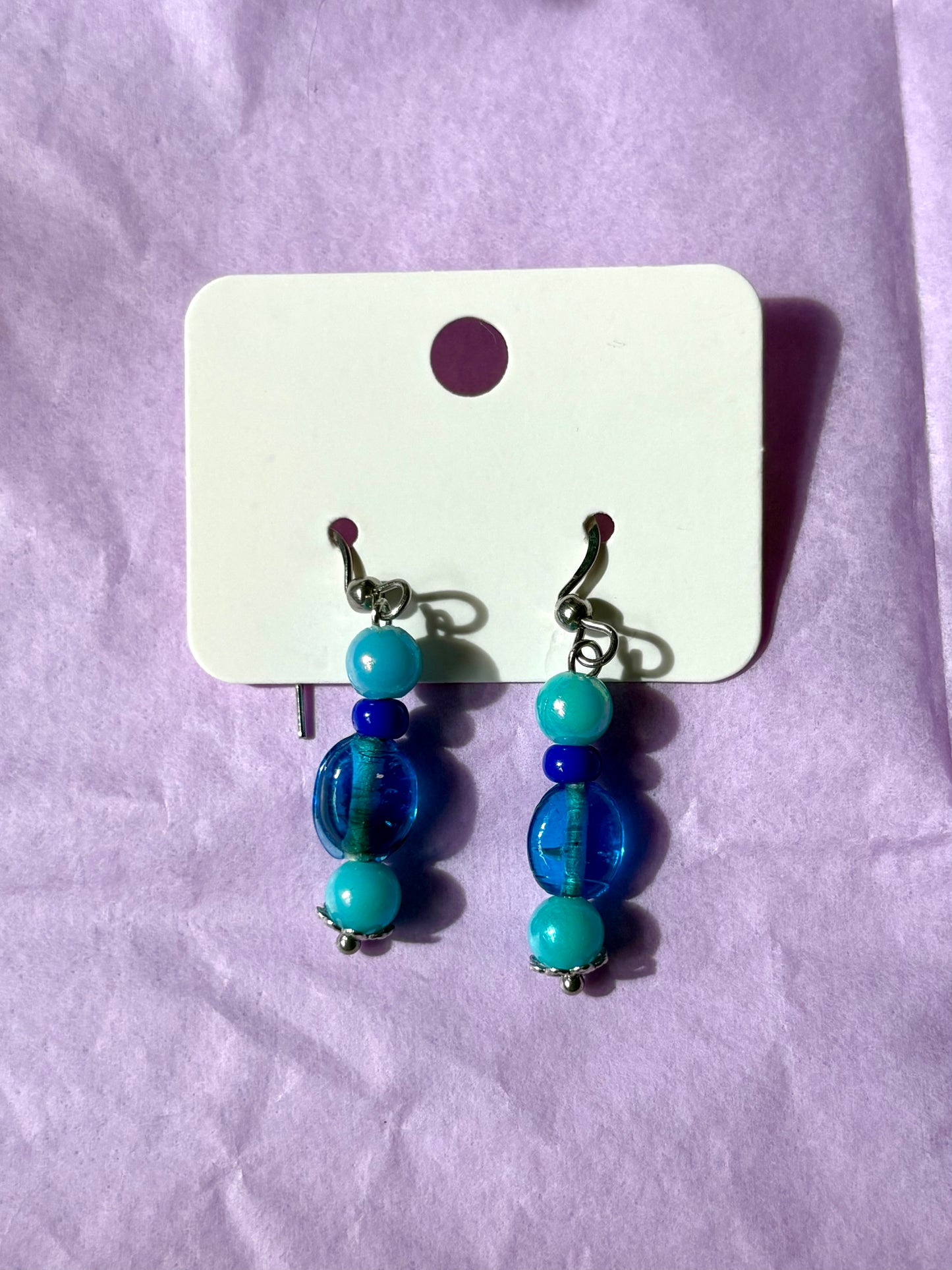 Sterling silver beaded earrings | Blue