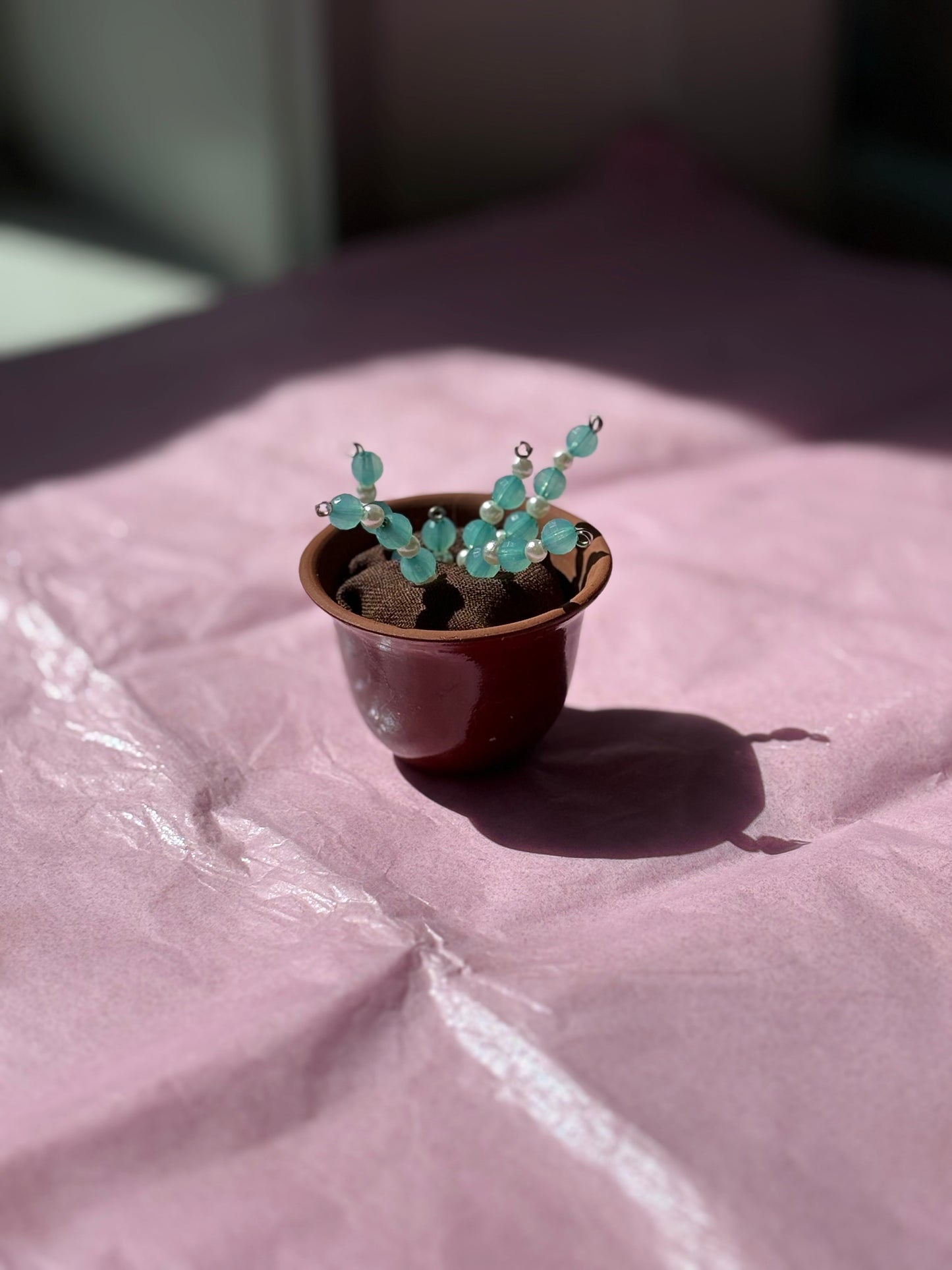 Upcycled Beaded Pot Plant