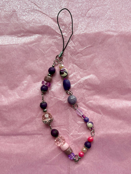 Beaded phone charm | Purple