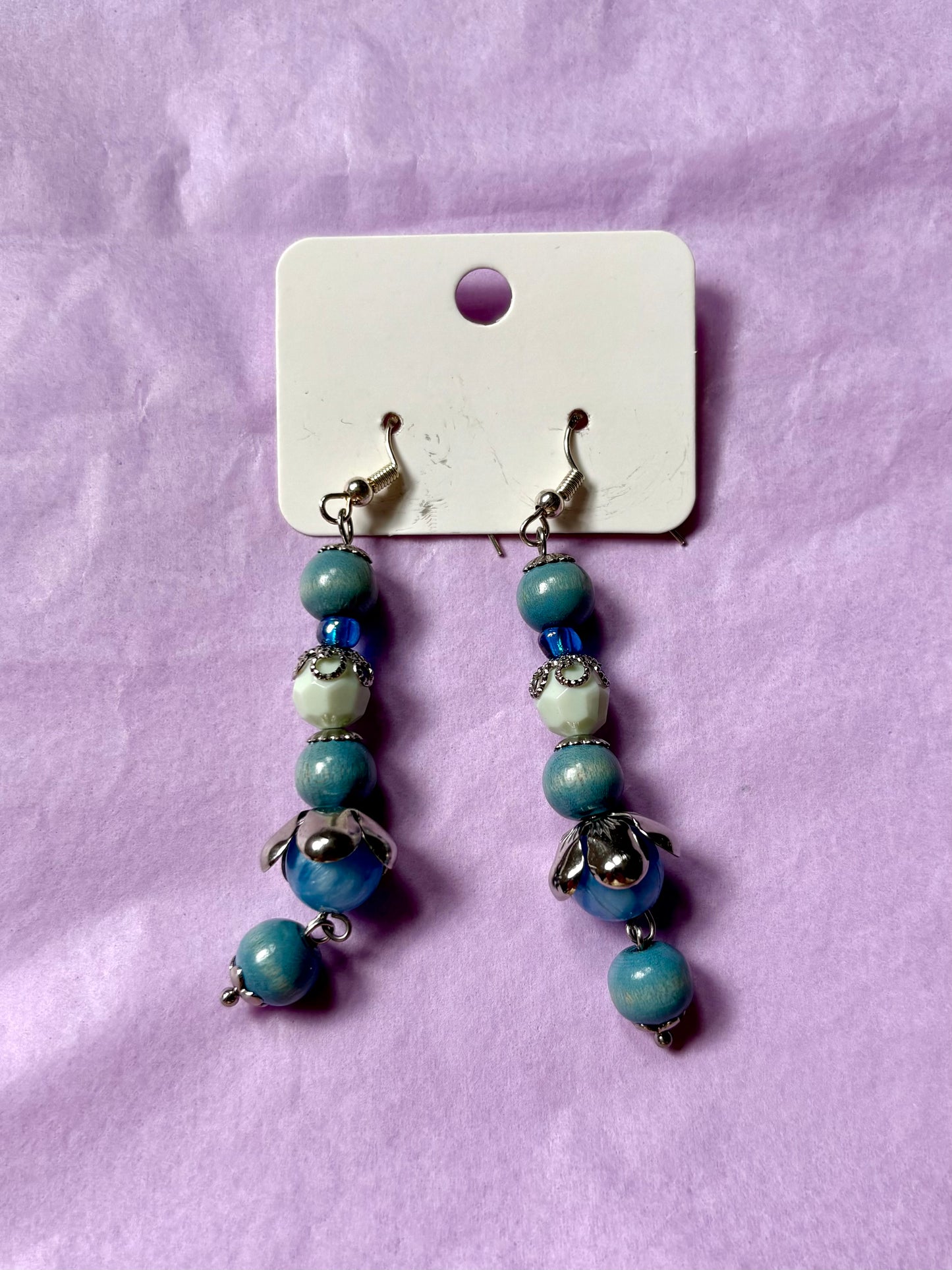 Sterling silver beaded earrings | Blue