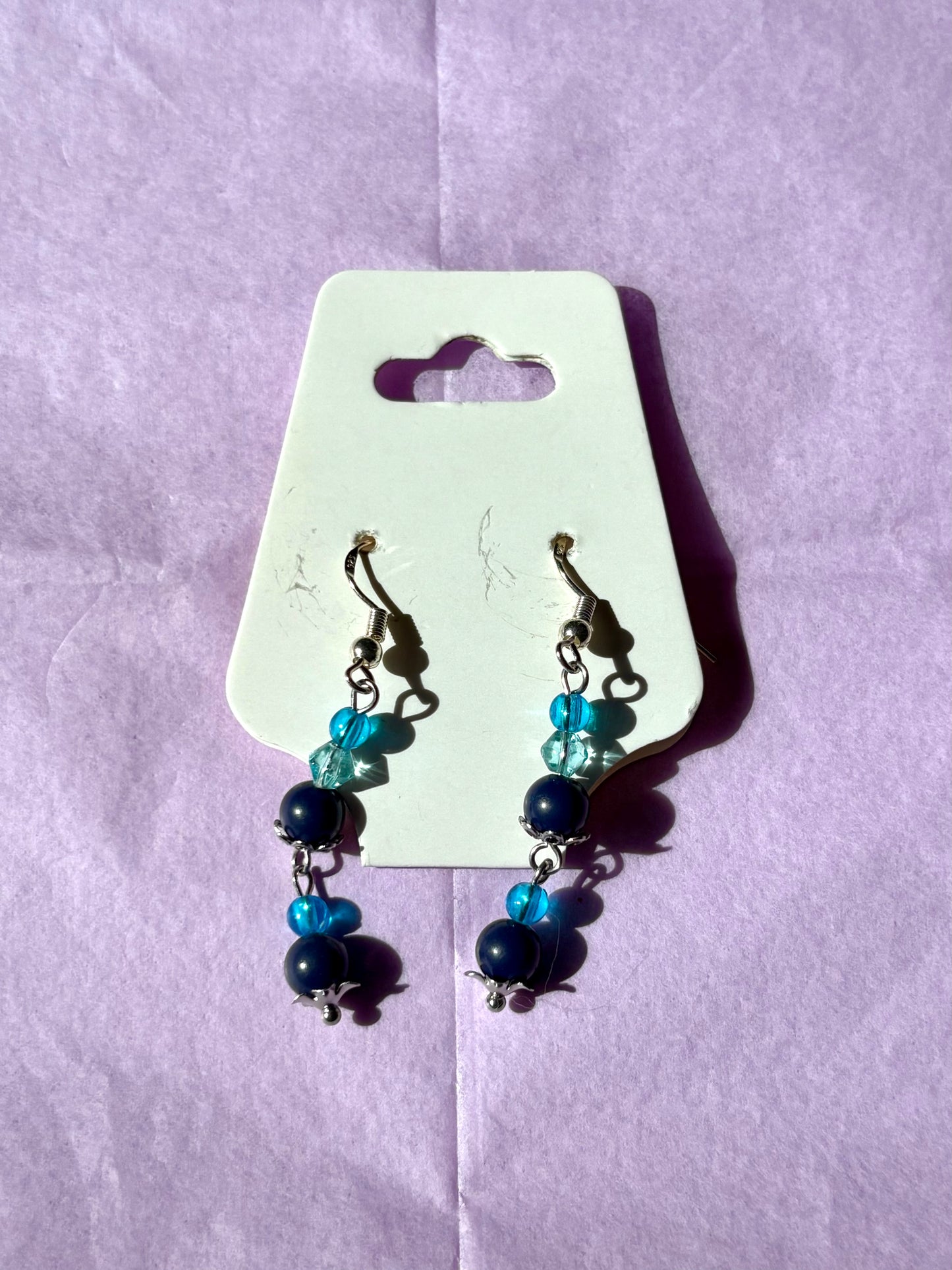 Sterling silver beaded earrings | Blue