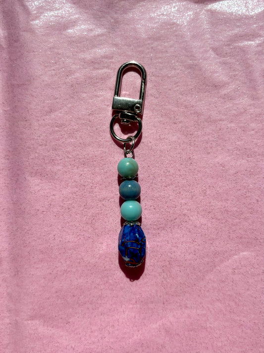 Mini Clip Upcycled Keychain | Blue