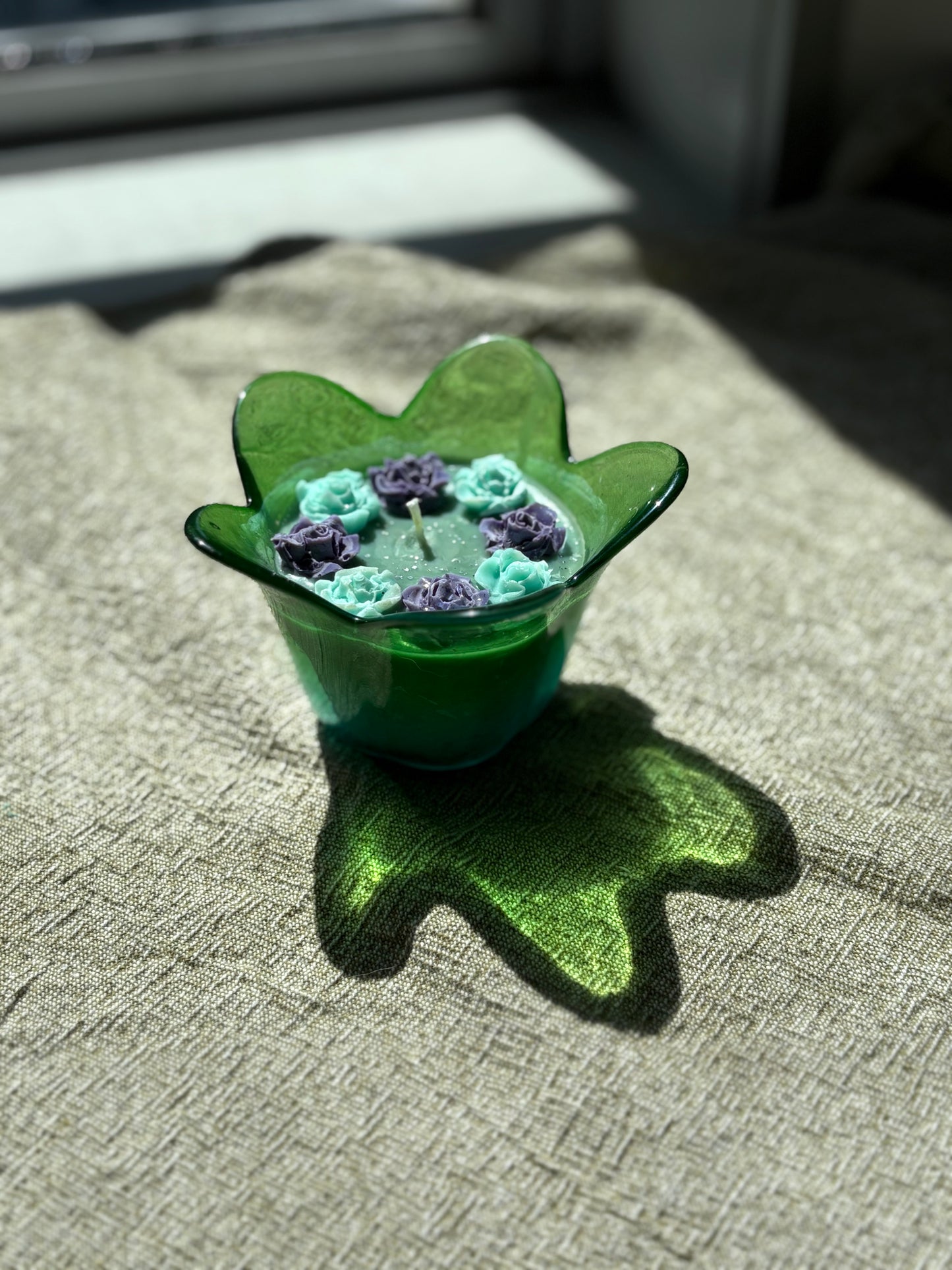 Upcycled Scented Candle | Glass Christmas Flower