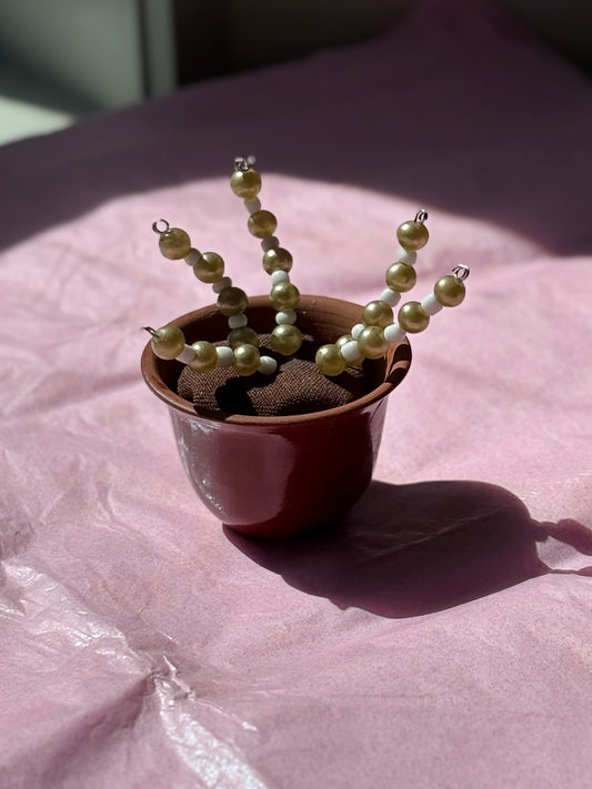Upcycled Beaded Pot Plant