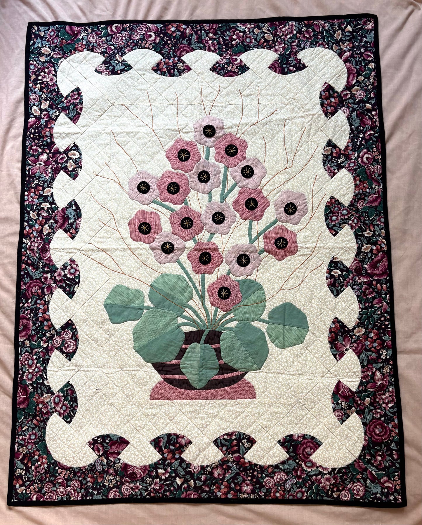 “Wild Nasturtiums” Handmade Quilt Wall Hanging