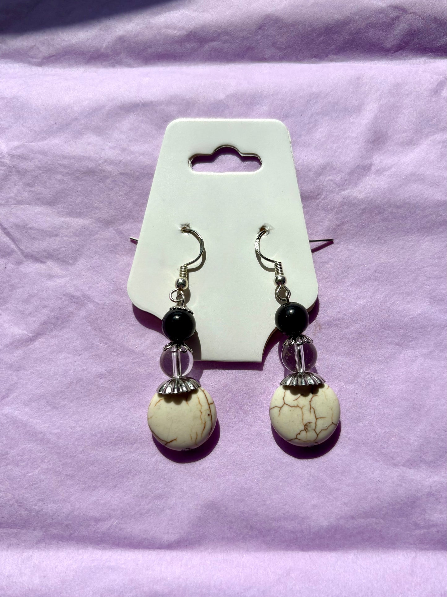 Sterling silver beaded earrings | White