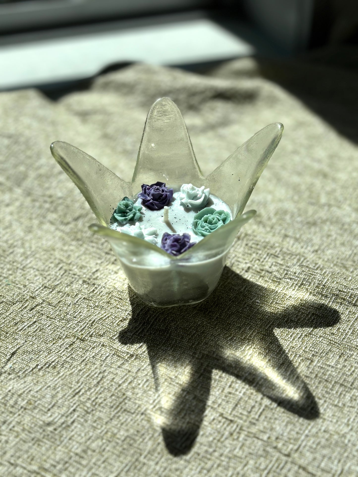 Upcycled Scented Candle | Glass Christmas Flower
