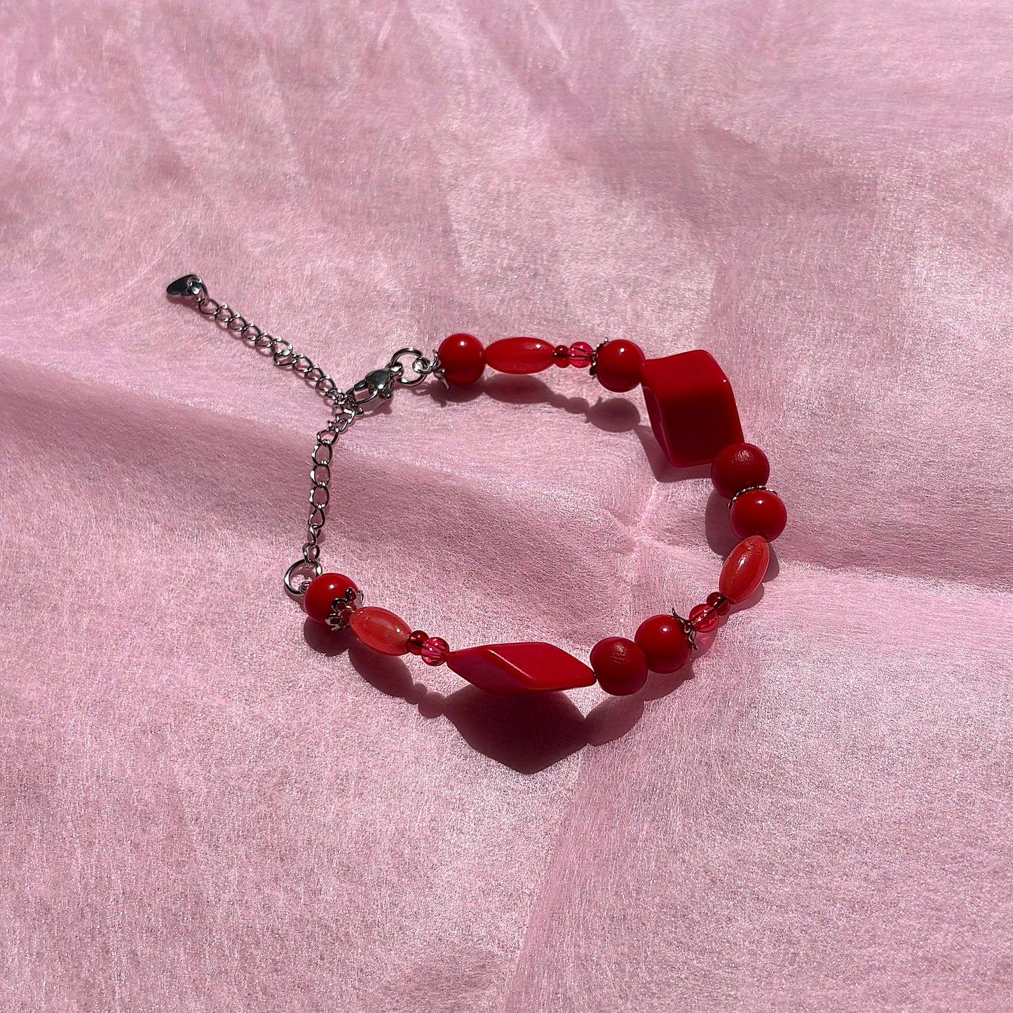 Red Upcycled Beaded Bracelet