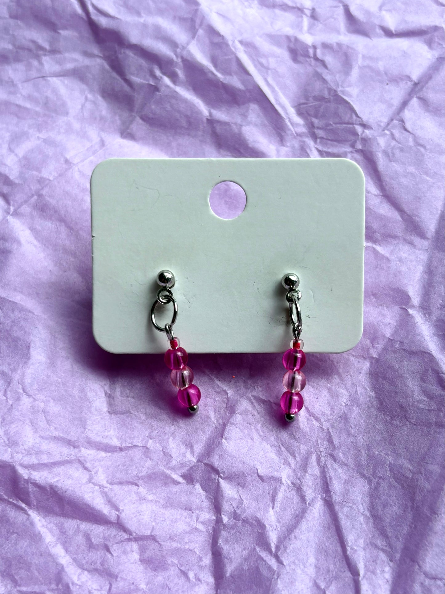Beaded stud earrings | Pink