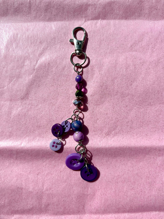 Purple Upcycled Button Keychain